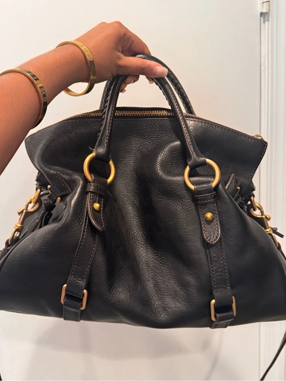 Dooney & Bourke Black Leather Large Florentine Satchel